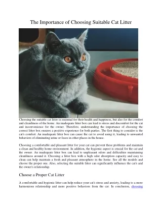 the importance of choosing suitable cat litter