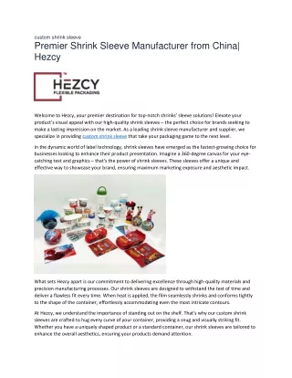 Premier Shrink Sleeve Manufacturer from China| Hezcy