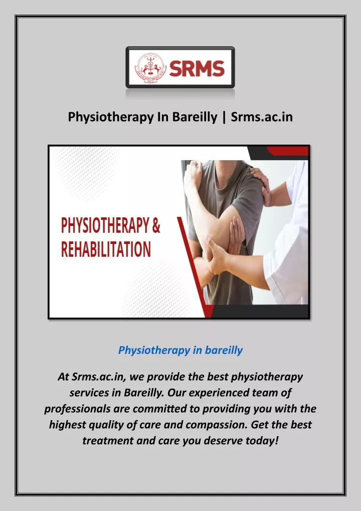 physiotherapy in bareilly srms ac in