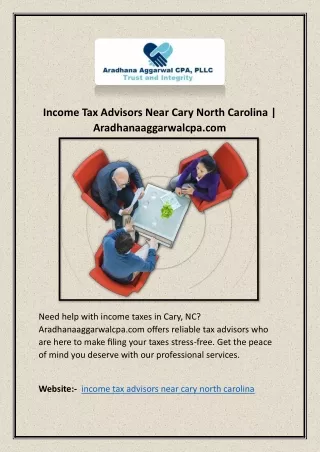 Income Tax Advisors Near Cary North Carolina | Aradhanaaggarwalcpa.com