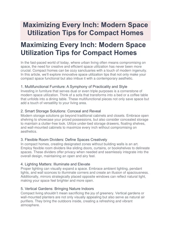 maximizing every inch modern space utilization