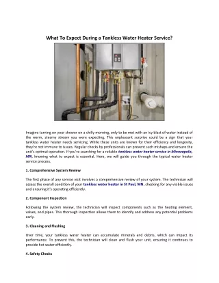 What To Expect During a Tankless Water Heater Service?