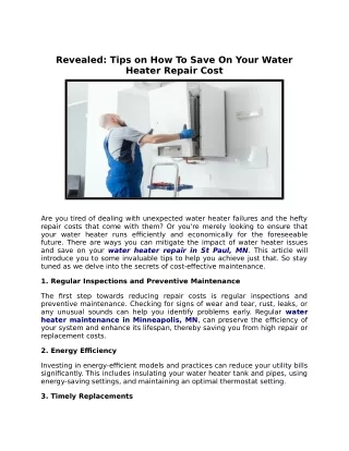 Revealed: Tips on How To Save On Your Water Heater Repair Cost