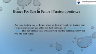 Homes For Sale In Fernie  Fernieproperties.ca