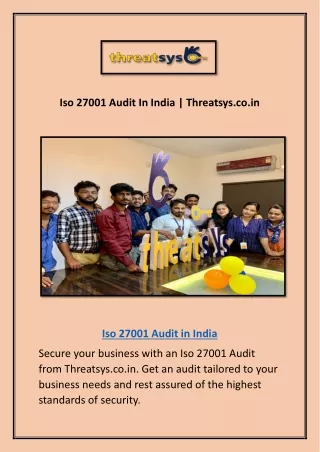 Iso 27001 Compliance In India | Threatsys.co.in