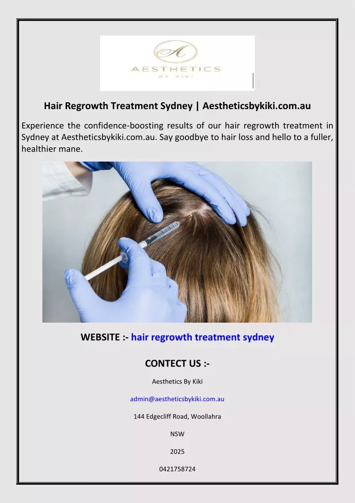 Ppt Hair Regrowth Treatment Sydney Aestheticsbykiki Com Au Powerpoint Presentation Id