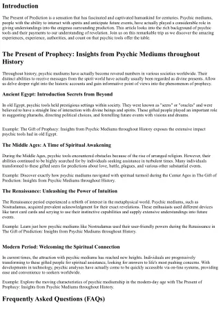 The Present of Revelation: Insights from Psychic Mediums throughout Background