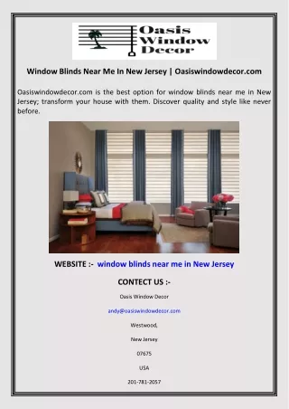 Window Blinds Near Me In New Jersey  Oasiswindowdecor.com