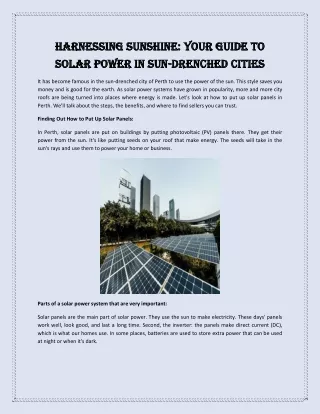 Harnessing Sunshine Your Guide to Solar Power in Sun-Drenched Cities