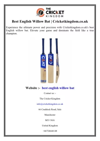 Best English Willow Bat Cricketkingdom.co.uk