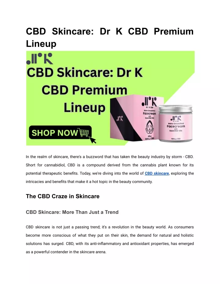 cbd skincare dr k cbd premium lineup