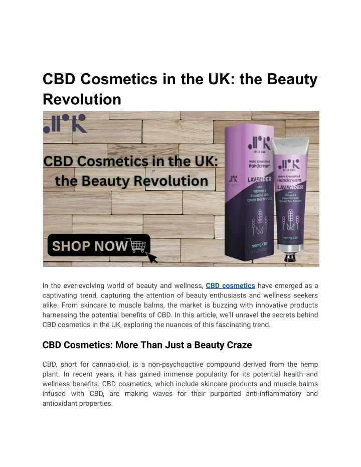 cbd cosmetics in the uk the beauty revolution