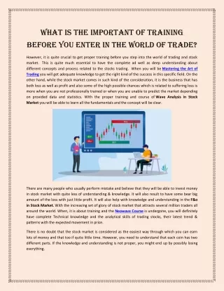 What is the Important of Training before you enter in the world of trade?