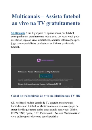 multicanais assista futebol ao vivo na tv gratuitamente