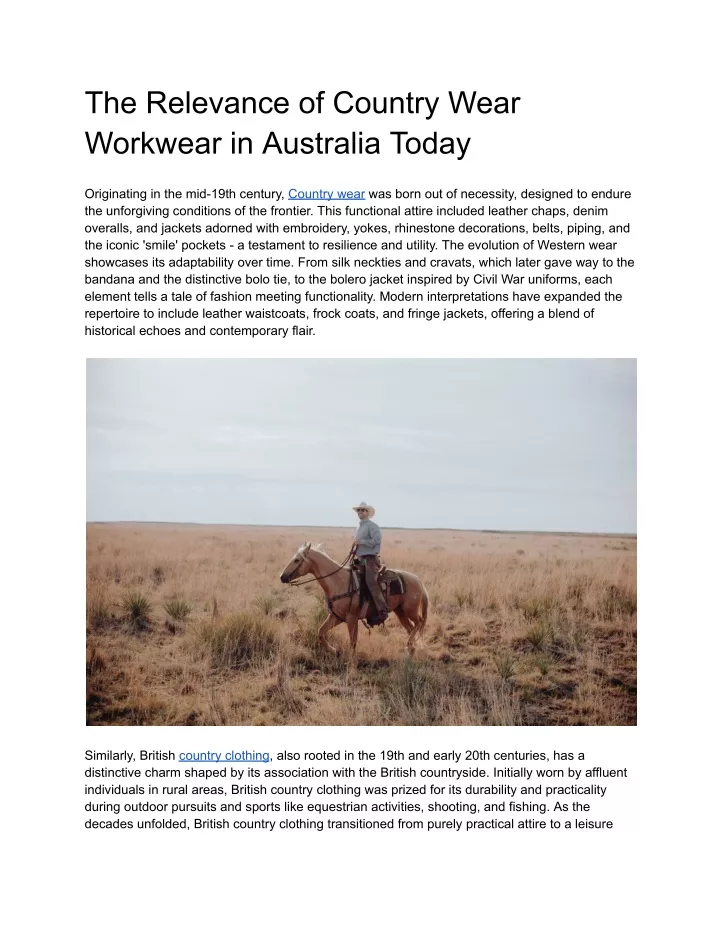 the relevance of country wear workwear