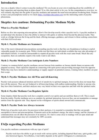 Skeptics Are Cautious: Unmasking Misconceptions concerning Psychic Mediums