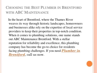 Plumber in Brentford