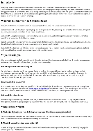 Mijn ervaring met de Schiphol taxi van Goedkoopnaarschiphol.nl: een aanrader!