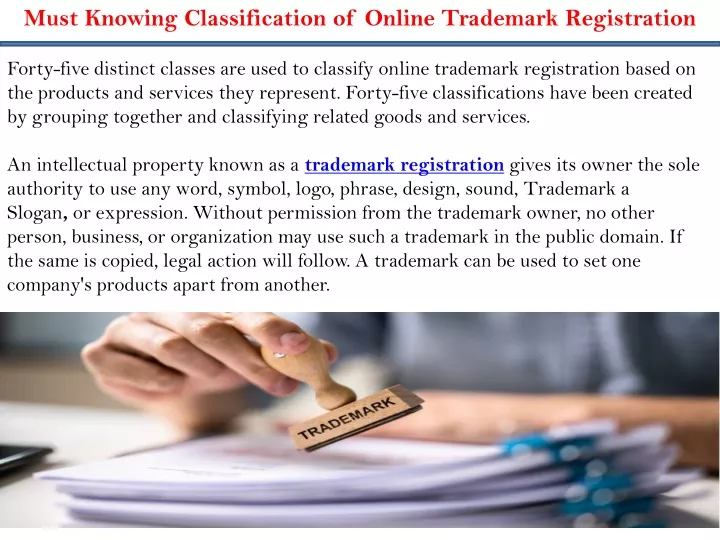 must knowing classification of online trademark