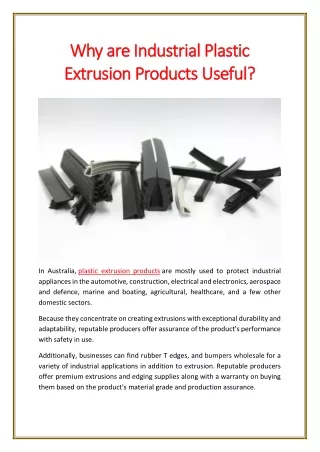Why are Industrial Plastic Extrusion Products Useful?