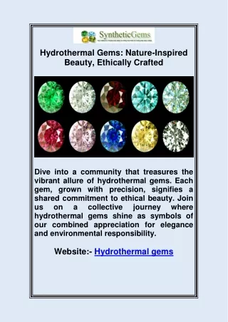 Hydrothermal Gems: Nature-Inspired Beauty, Ethically Crafted