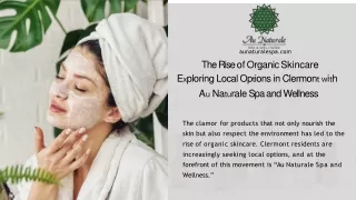 The Rise of Organic Skincare Exploring Local Options in Clermont with Au Naturale Spa and Wellness - Organic Skincare in