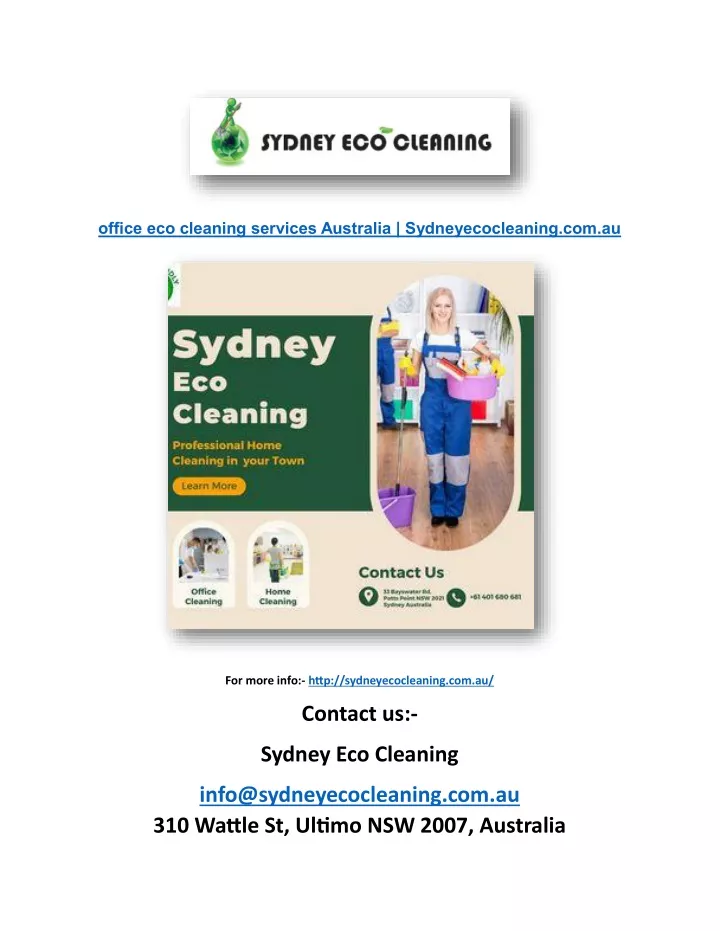office eco cleaning services australia