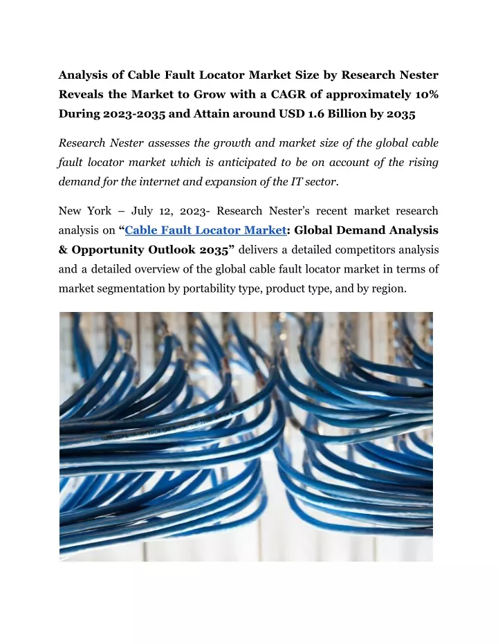 analysis of cable fault locator market size