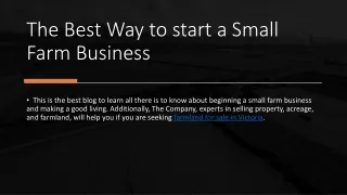The Best Way to start a Small Farm Business