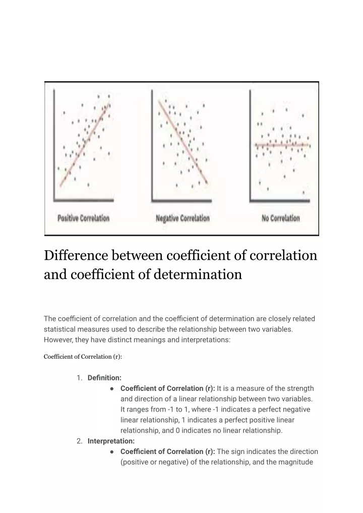 difference between coefficient of correlation