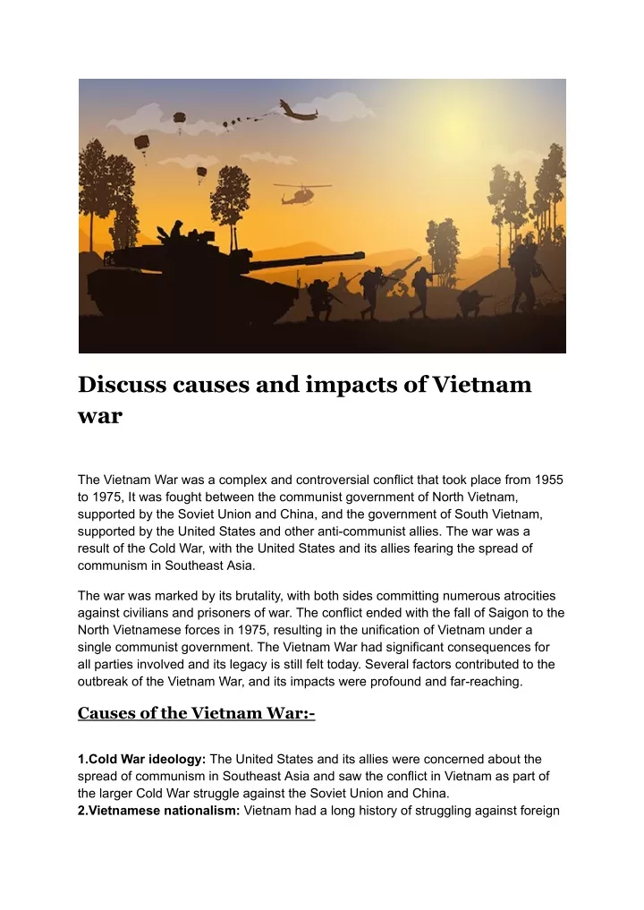 discuss causes and impacts of vietnam war