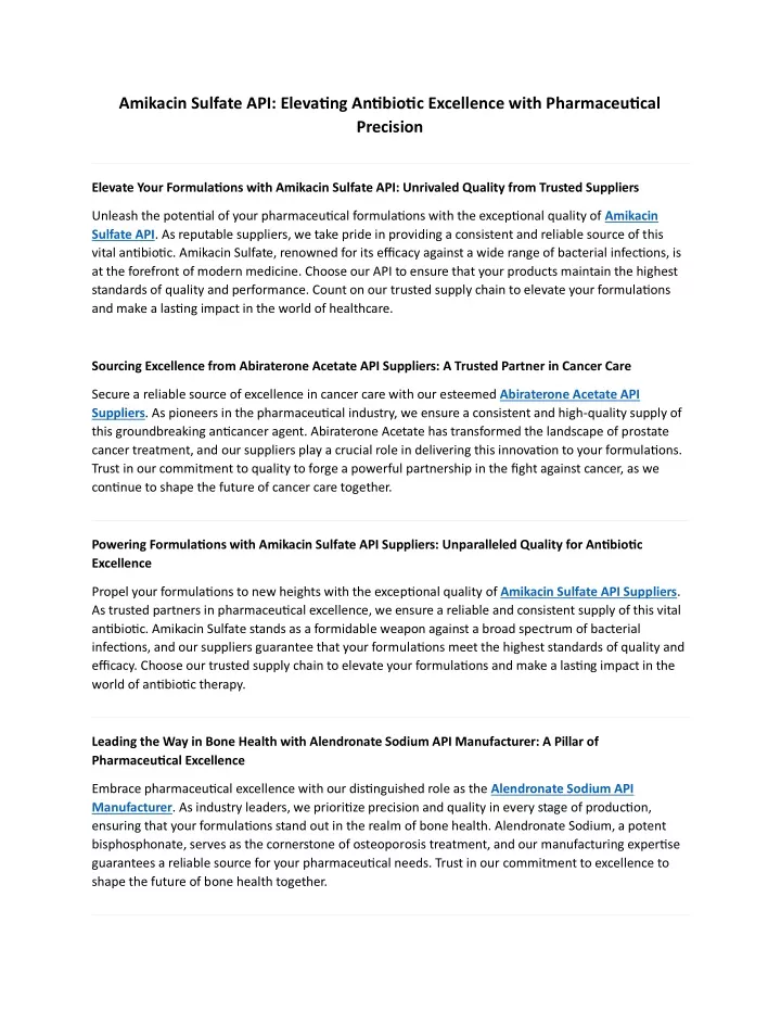 amikacin sulfate api elevating antibiotic