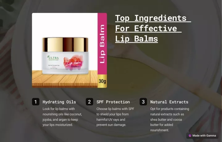 top ingredients for effective lip balms