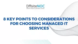 8 Key points to Considerations for Choosing Managed IT Services