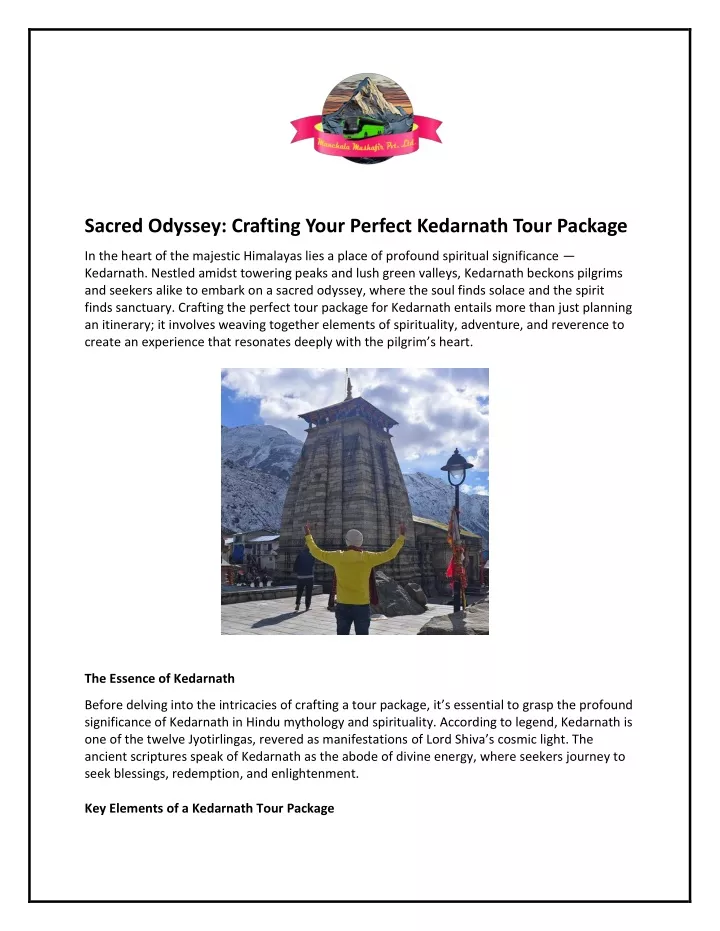 sacred odyssey crafting your perfect kedarnath