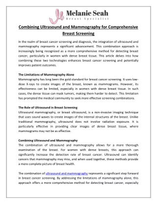 Combining Ultrasound and Mammography for Comprehensive Breast Screening