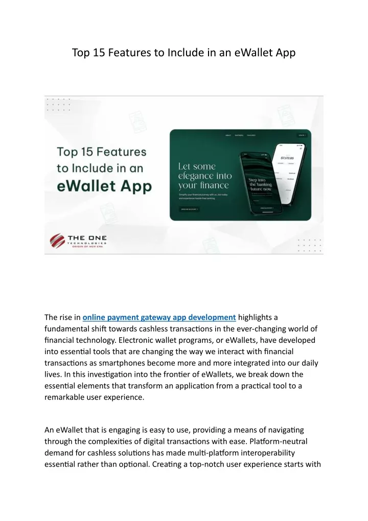 top 15 features to include in an ewallet app
