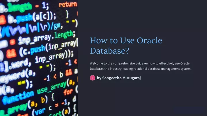 how to use oracle database