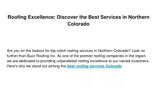 Roofing Excellence Discover the Best Services in Northern Colorado