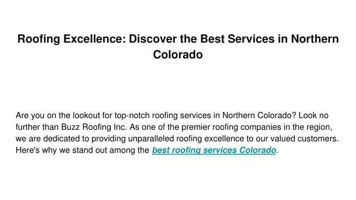 roofing excellence discover the best services in northern colorado