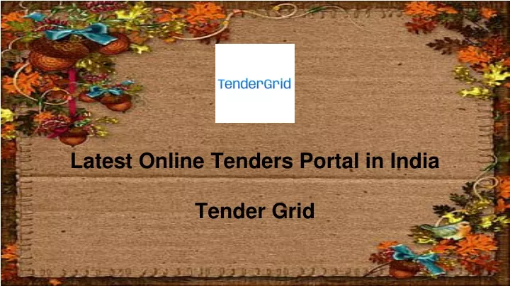 latest online tenders portal in india