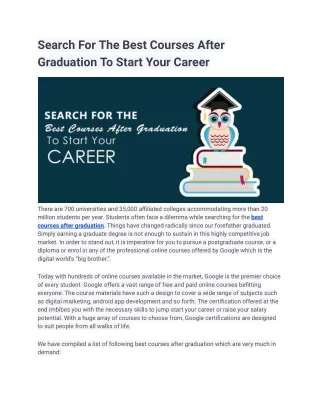 Search For The Best Courses After Graduation To Start Your Career