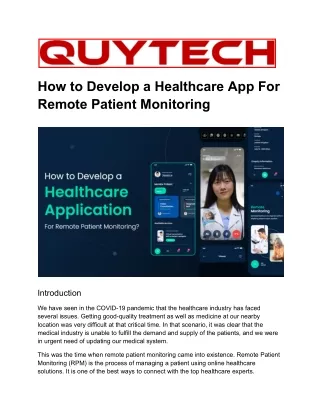 How to Develop a Healthcare App For Remote Patient Monitoring