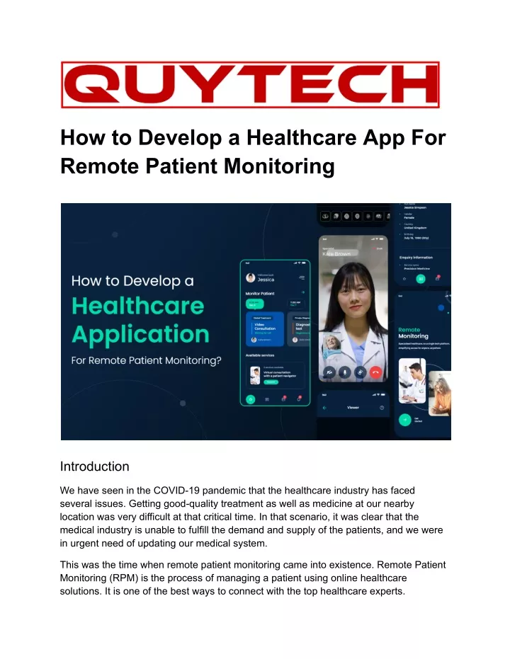 how to develop a healthcare app for remote