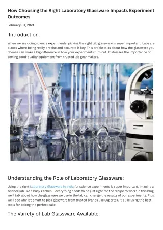 How Choosing the Right Laboratory Glassware Impacts Experiment Outcomes