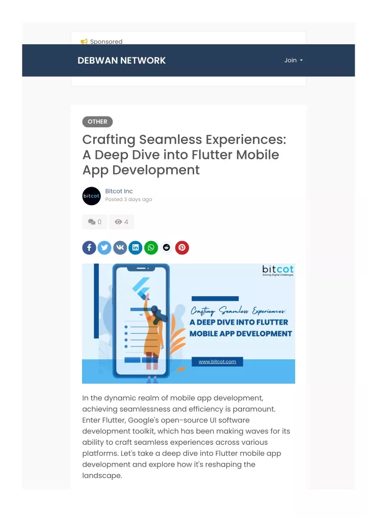 PPT - Crafting Seamless Experiences A Deep Dive into Flutter Mobile App Development PowerPoint 