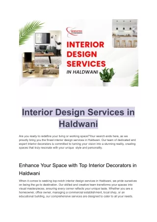 Interior design services in Haldwani