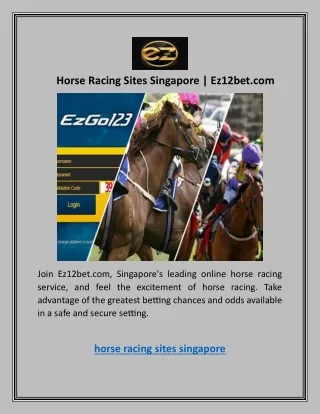 Horse Racing Sites Singapore | Ez12bet.com