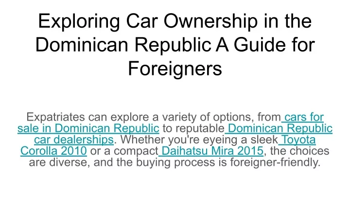 exploring car ownership in the dominican republic