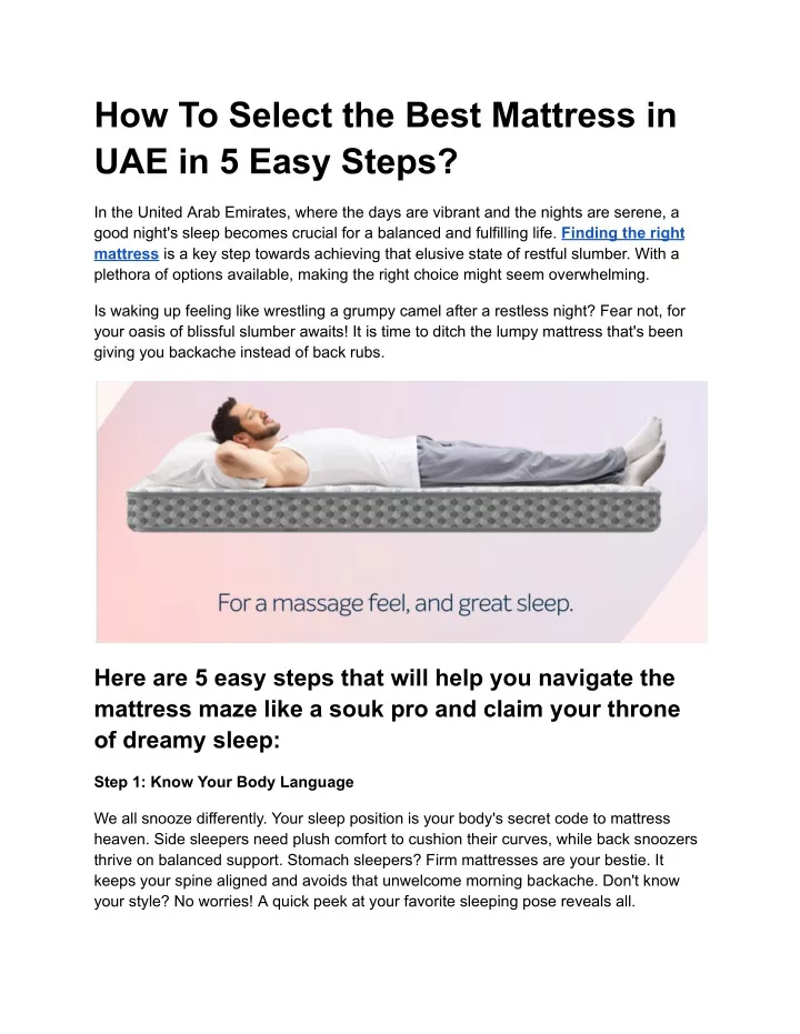 how to select the best mattress in uae in 5 easy